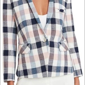 VERONICA BEARD Multicolour Upcollar Schoolboy Check Plaid Dickey Jacket Blazer